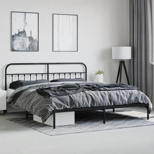 Sengeramme med sengegavl og fodgærde 183x213 cm metal sort
