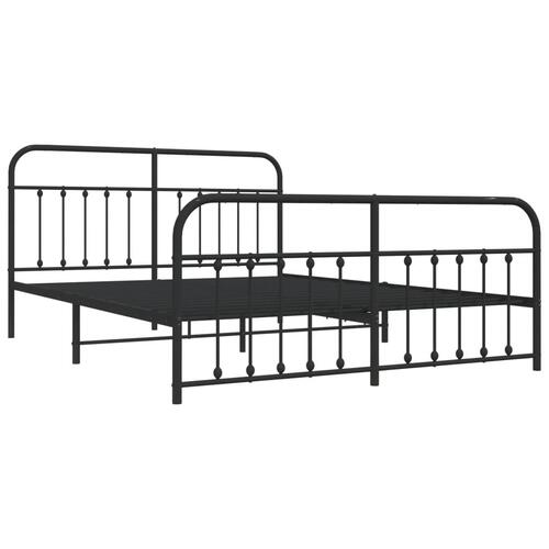 Sengeramme med sengegavl og fodgærde 183x213 cm metal sort
