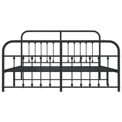 Sengeramme med sengegavl og fodgærde 183x213 cm metal sort