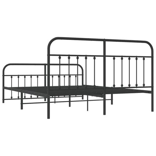 Sengeramme med sengegavl og fodgærde 183x213 cm metal sort