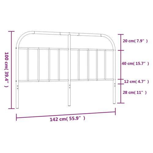 Sengegavl 135 cm metal hvid