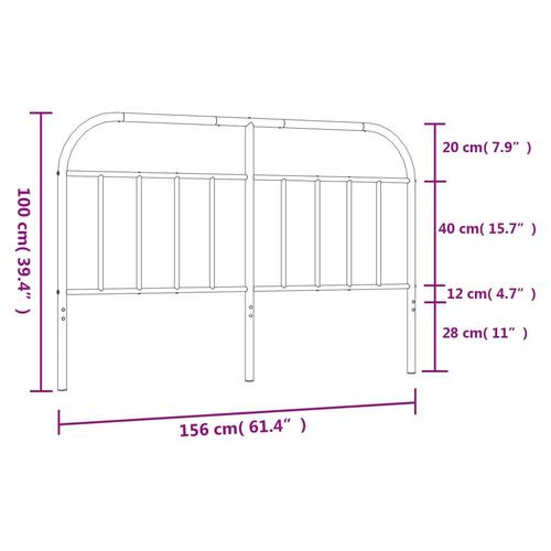 Sengegavl 150 cm metal hvid