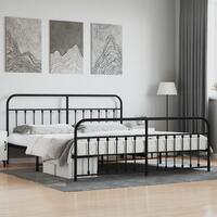 Sengeramme med sengegavl og fodgærde 200x200 cm metal sort