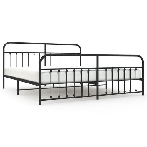 Sengeramme med sengegavl og fodgærde 200x200 cm metal sort