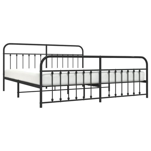 Sengeramme med sengegavl og fodgærde 200x200 cm metal sort