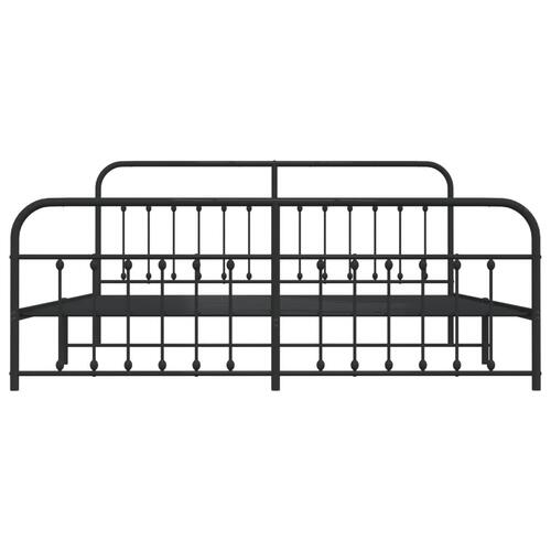 Sengeramme med sengegavl og fodgærde 200x200 cm metal sort