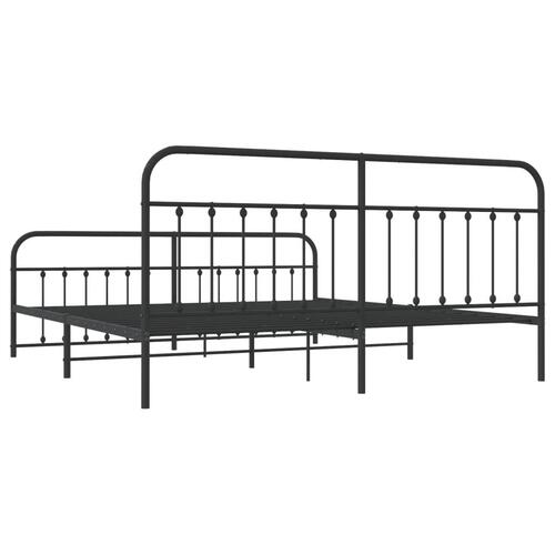 Sengeramme med sengegavl og fodgærde 200x200 cm metal sort