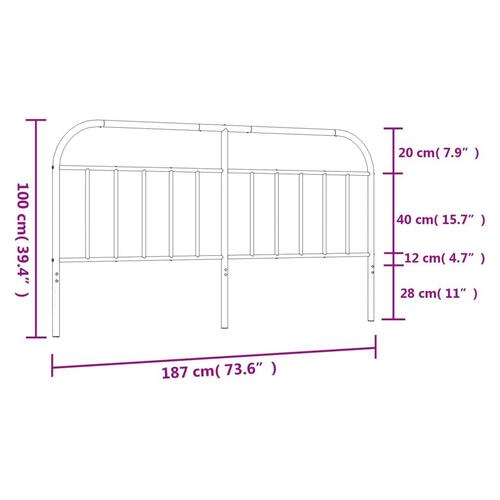 Sengegavl 180 cm metal hvid