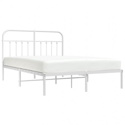 Sengeramme med sengegavl 140×190 cm - metal, hvid