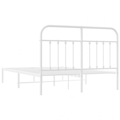 Sengeramme med sengegavl 140×190 cm - metal, hvid
