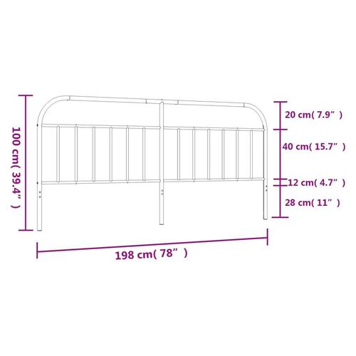 Sengegavl 193 cm metal hvid