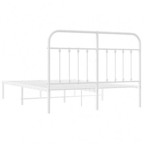 Sengeramme med sengegavl 140x200 cm - metal, hvid