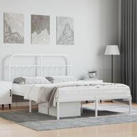 Sengeramme med sengegavl 150x200 cm metal hvid