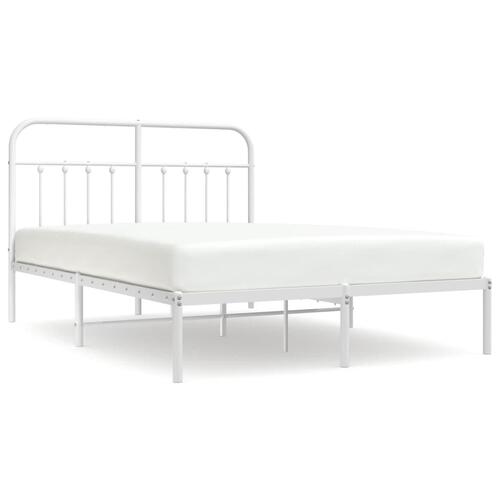 Sengeramme med sengegavl 150x200 cm metal hvid