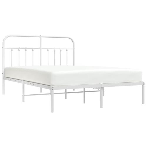 Sengeramme med sengegavl 150x200 cm metal hvid