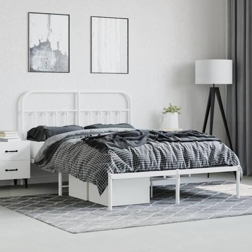 Sengeramme med sengegavl 150x200 cm metal hvid