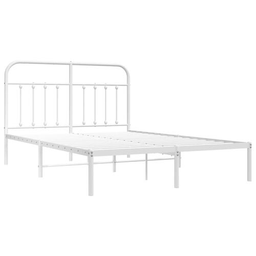 Sengeramme med sengegavl 150x200 cm metal hvid