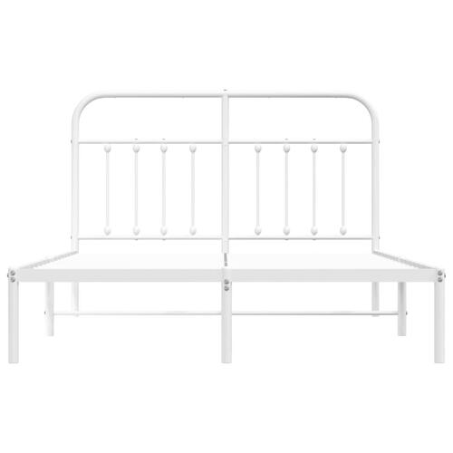 Sengeramme med sengegavl 150x200 cm metal hvid