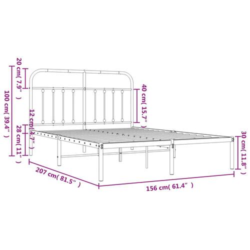 Sengeramme med sengegavl 150x200 cm metal hvid