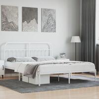 Sengeramme med sengegavl 160x200 cm metal hvid