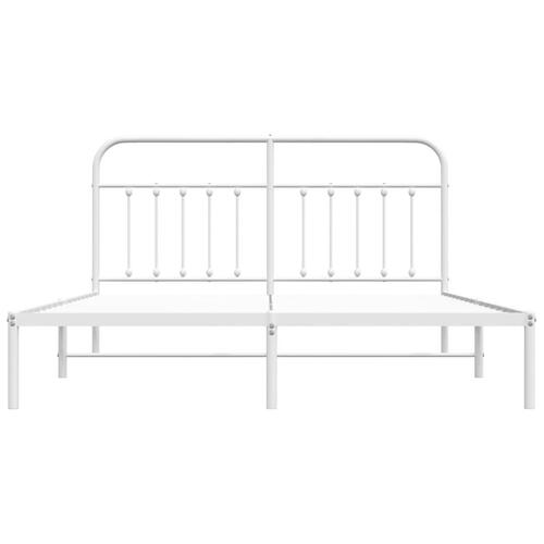 Sengeramme med sengegavl 160x200 cm metal hvid