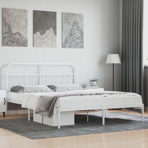 Sengeramme med sengegavl 180x200 cm metal hvid