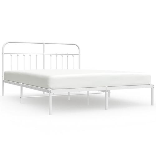 Sengeramme med sengegavl 180x200 cm metal hvid