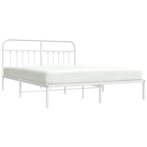 Sengeramme med sengegavl 180x200 cm metal hvid