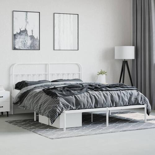 Sengeramme med sengegavl 180x200 cm metal hvid