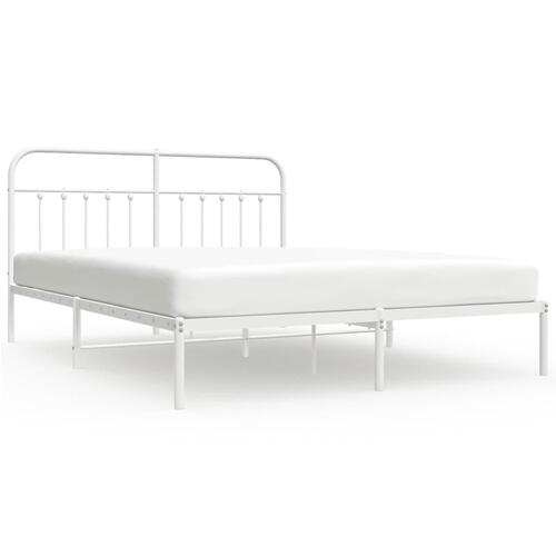Sengeramme med sengegavl 183x213 cm metal hvid