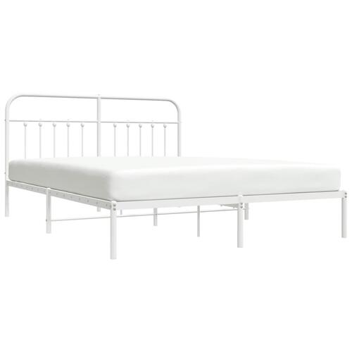 Sengeramme med sengegavl 183x213 cm metal hvid