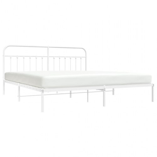 Sengeramme med sengegavl i metal - 193 × 203 cm, hvid