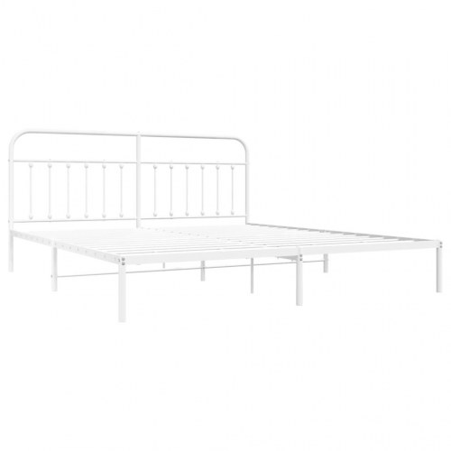 Sengeramme med sengegavl i metal - 193 × 203 cm, hvid