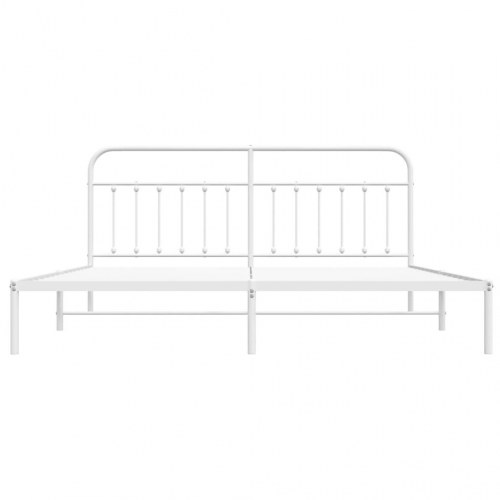 Sengeramme med sengegavl i metal - 193 × 203 cm, hvid