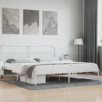 Sengeramme med sengegavl 200x200 cm metal hvid