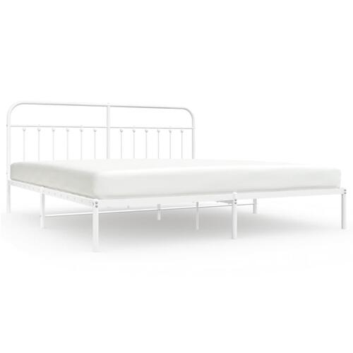 Sengeramme med sengegavl 200x200 cm metal hvid