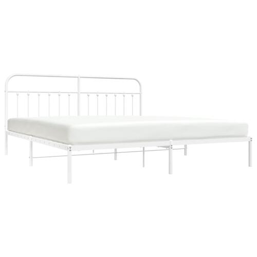Sengeramme med sengegavl 200x200 cm metal hvid