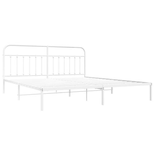 Sengeramme med sengegavl 200x200 cm metal hvid