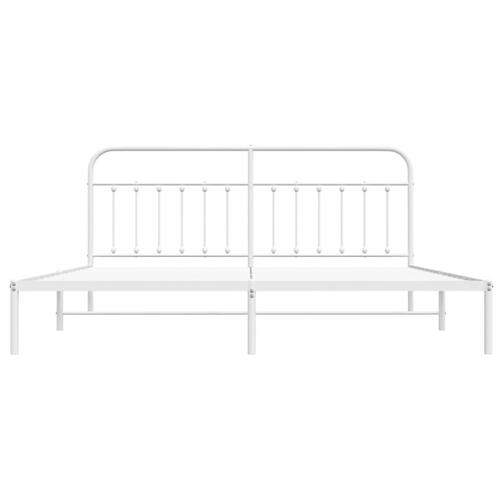 Sengeramme med sengegavl 200x200 cm metal hvid