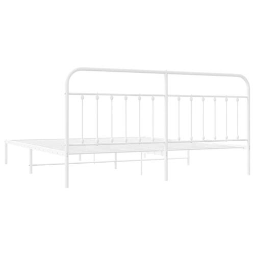 Sengeramme med sengegavl 200x200 cm metal hvid