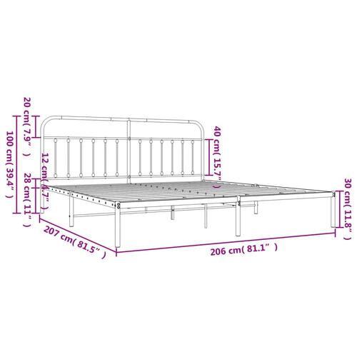 Sengeramme med sengegavl 200x200 cm metal hvid