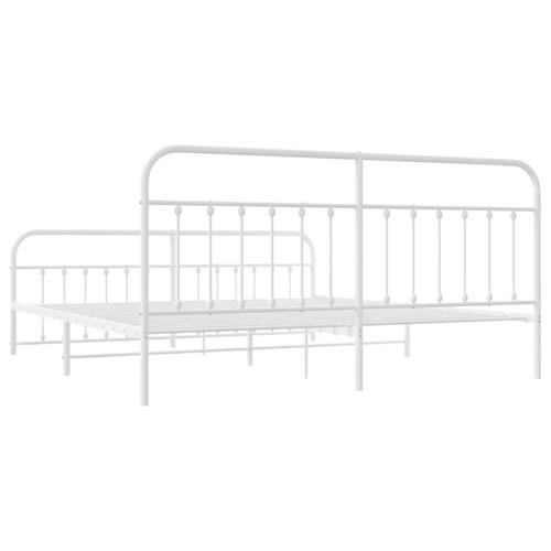 Sengeramme med sengegavl og fodgærde 200x200 cm metal hvid