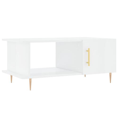 Sofabord 90x50x40 cm konstrueret træ hvid højglans