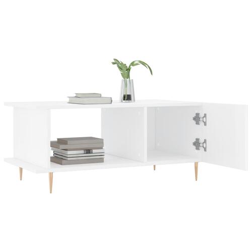 Sofabord 90x50x40 cm konstrueret træ hvid højglans