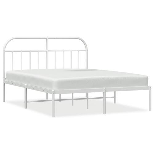Sengeramme med sengegavl 180x200 cm metal hvid