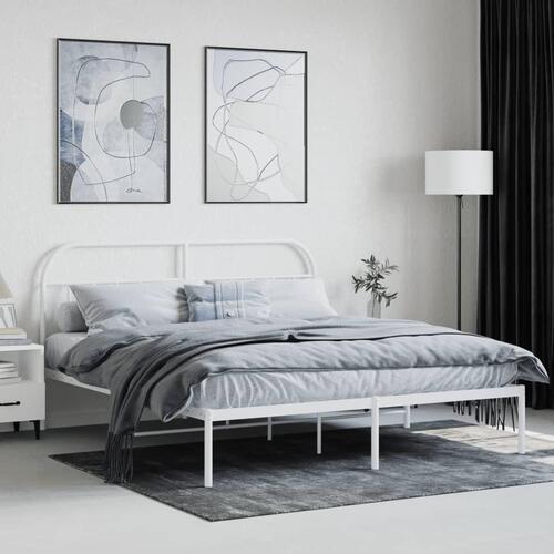 Sengeramme med sengegavl 180x200 cm metal hvid