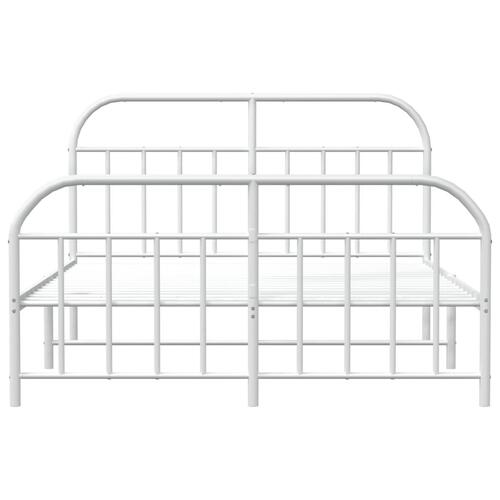 Sengeramme med sengegavl og fodgærde 180x200 cm metal hvid