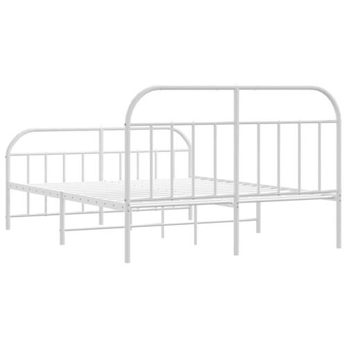 Sengeramme med sengegavl og fodgærde 180x200 cm metal hvid