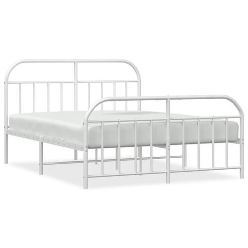 Sengeramme med sengegavl og fodgærde 183x213 cm metal hvid