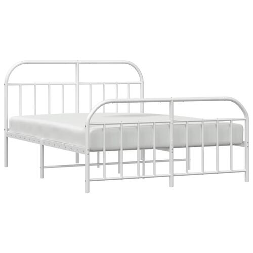 Sengeramme med sengegavl og fodgærde 183x213 cm metal hvid